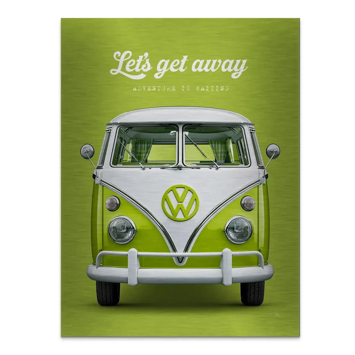 Green VW Bulli Aluminiumbild gebürstet