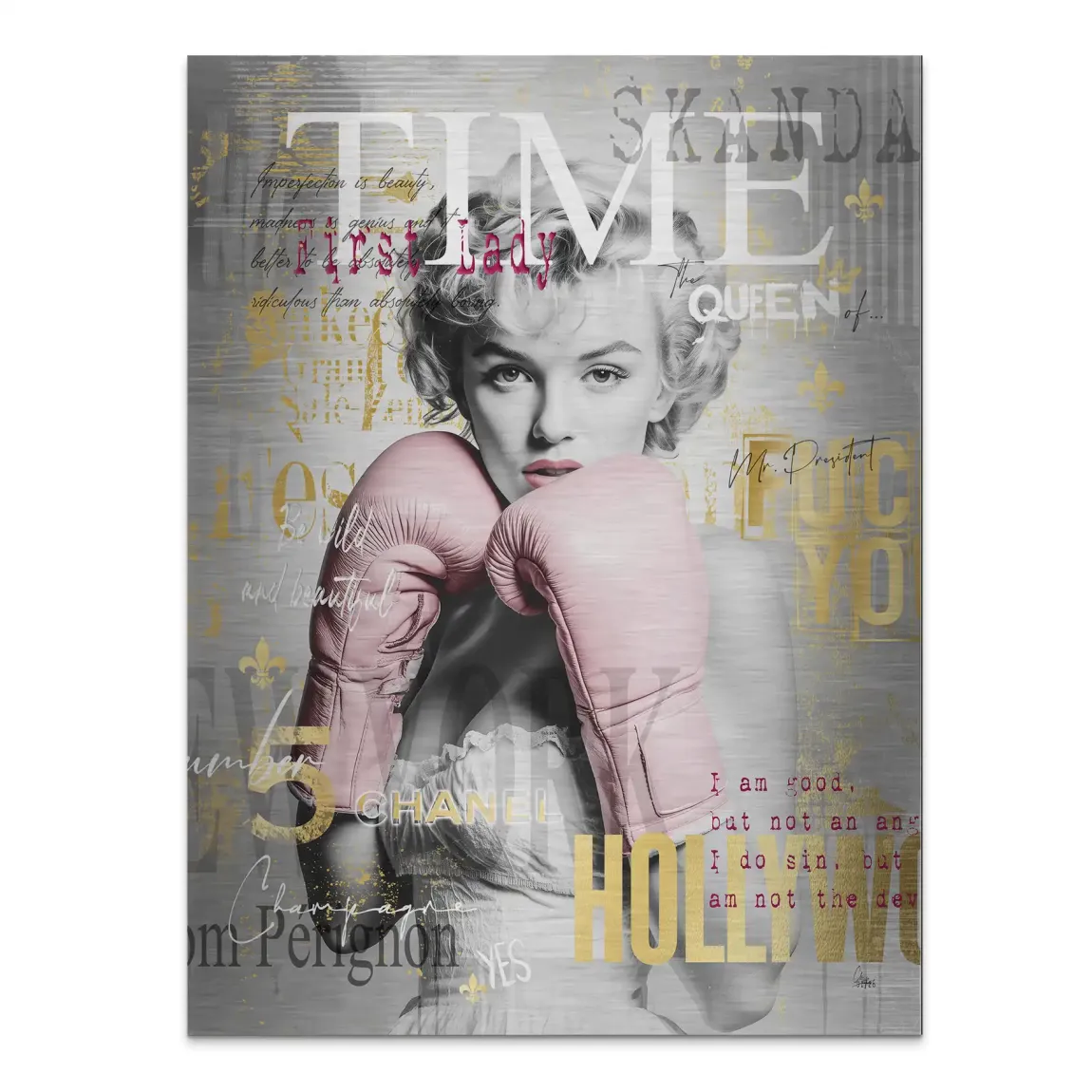 Marilyn Monroe Champ Pop Art Alu Gebürstet Bild