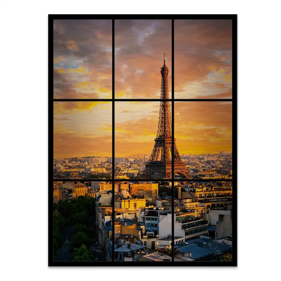 Sunset View Paris Alu Gebürstet Bild