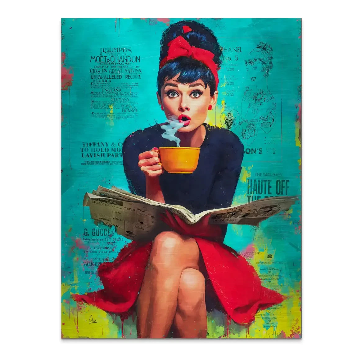 Audrey Hepburn News Pop Art Alu Gebürstet Bild INGALERIE