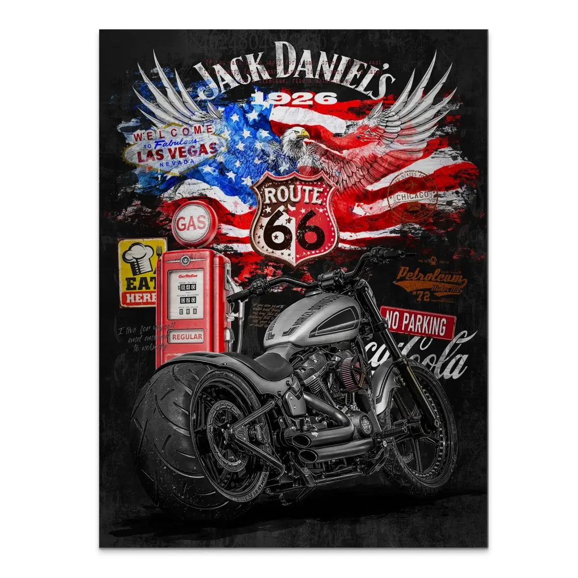 Harley Freedom Pop Art Alu Gebürstet Bild