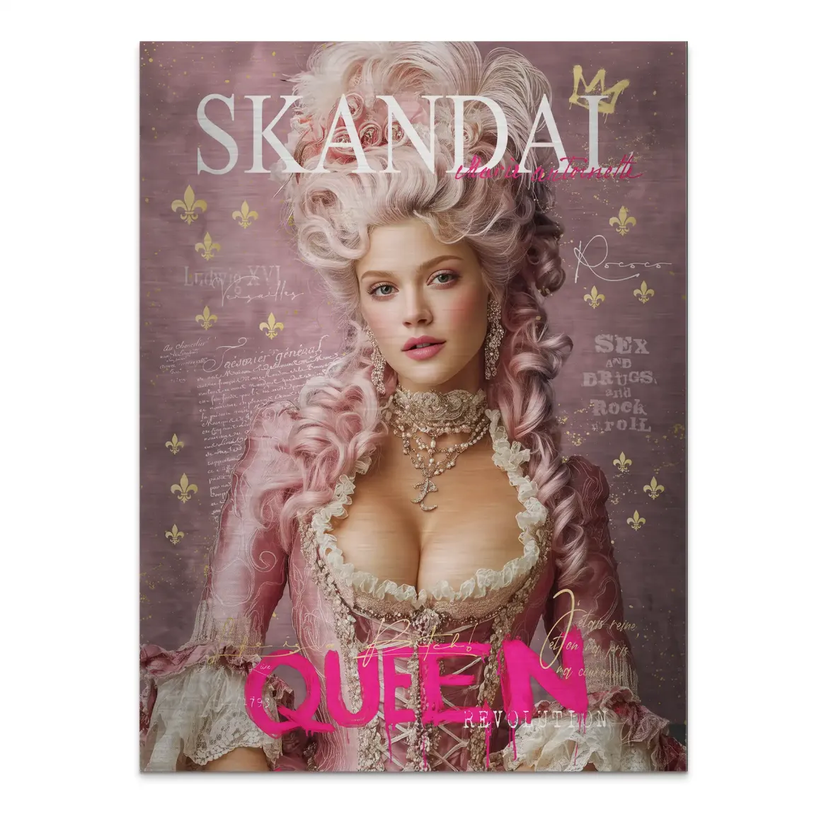 Marie Antoinette Skandal Pop Art Alu Gebürstet Bild