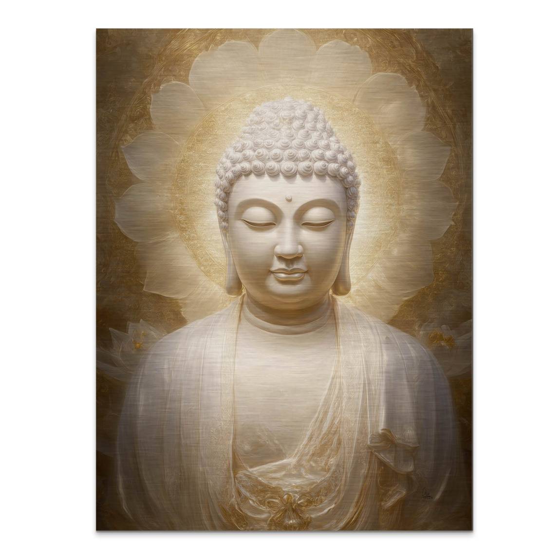 Goldener Buddha Aluminiumbild gebürstet
