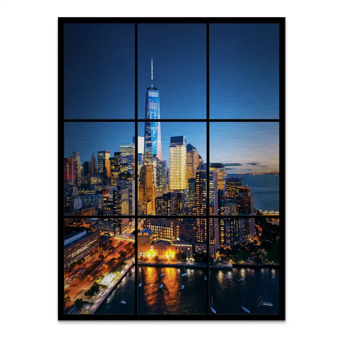 Skyline Lights New York Alu Gebürstet Bild