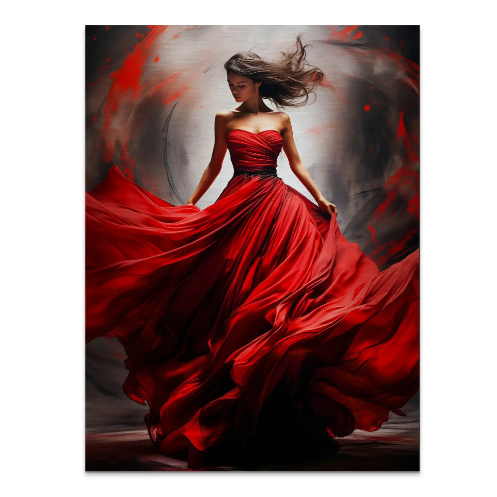 Woman In Red Aludibond Gebürstet Bild INGALERIE
