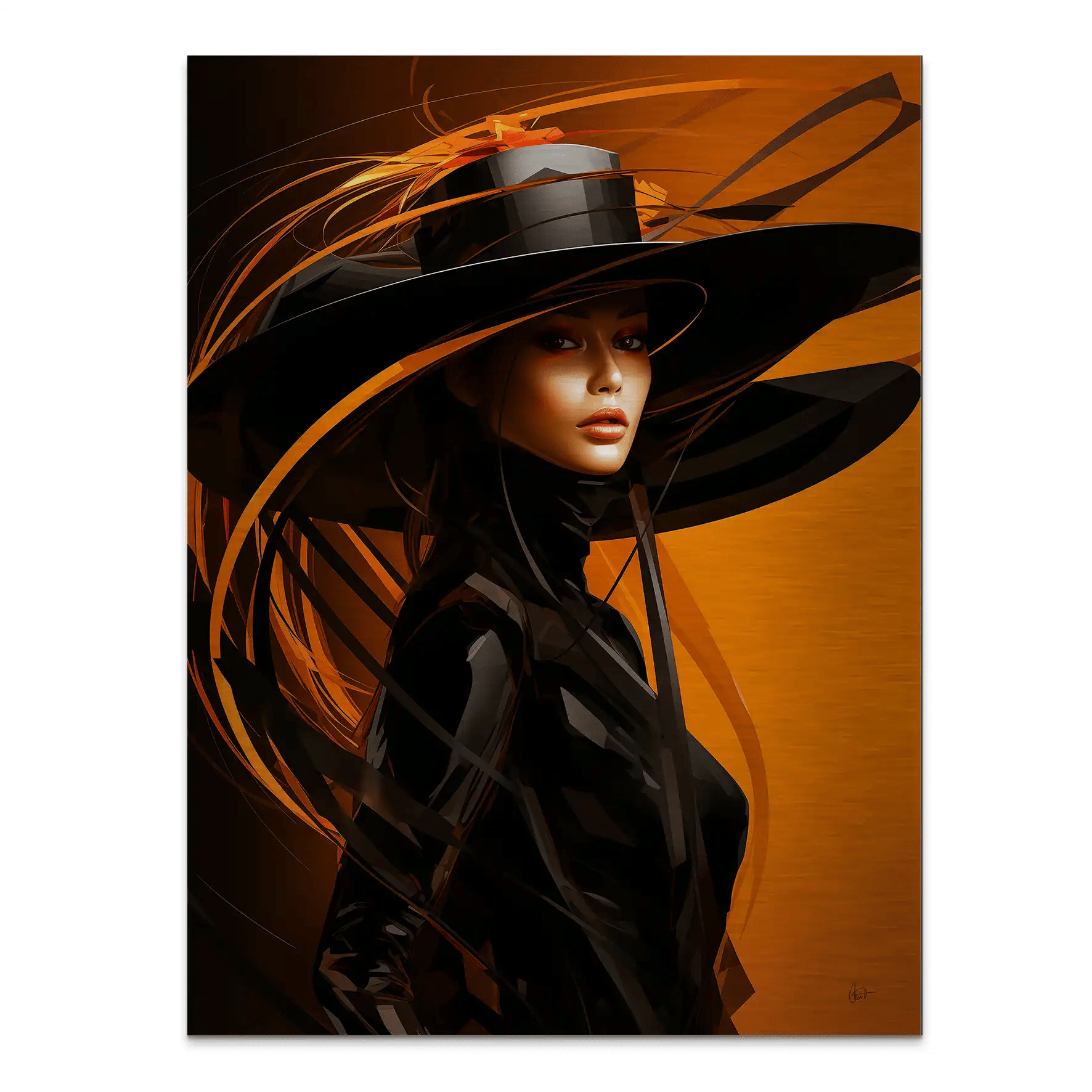 Frau mit Hut Alu Gebürstet INGALERIE