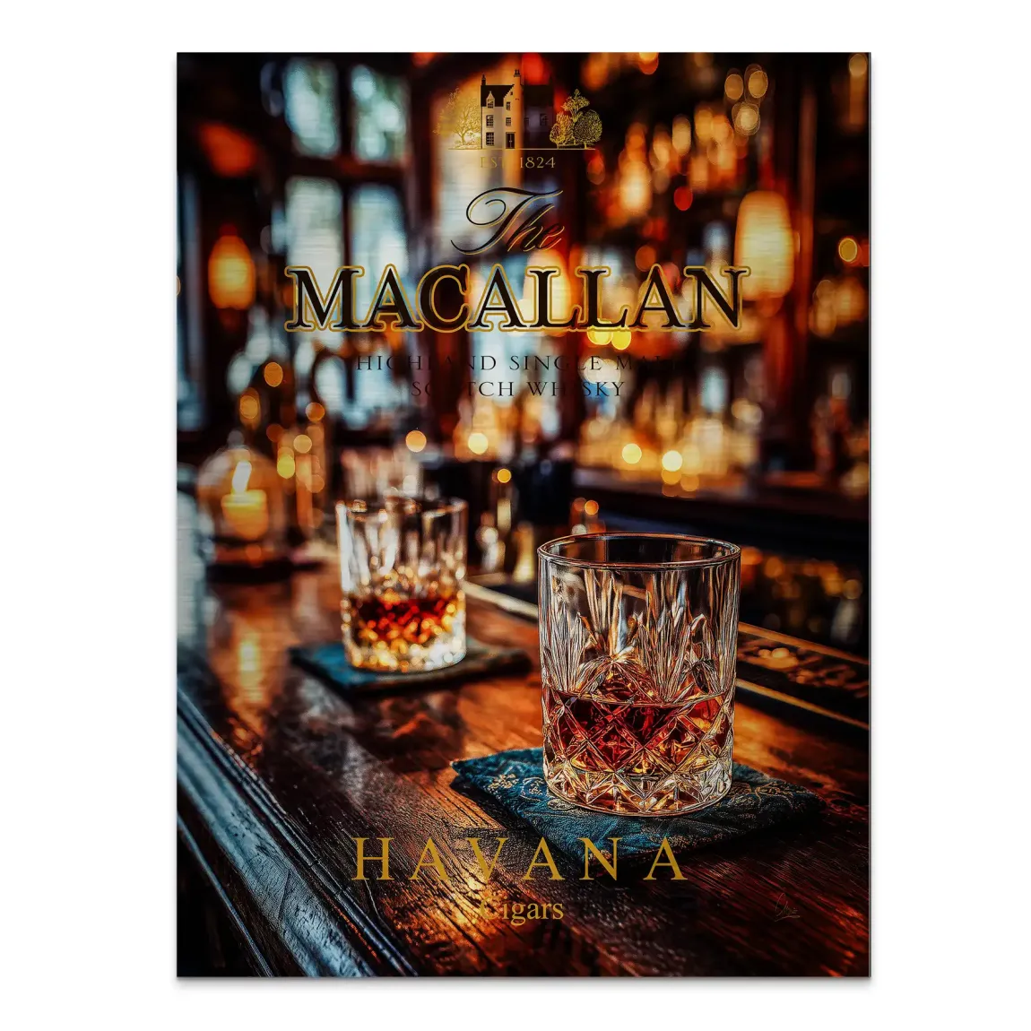 Havana Nights Whisky Alu Gebürstet Bild