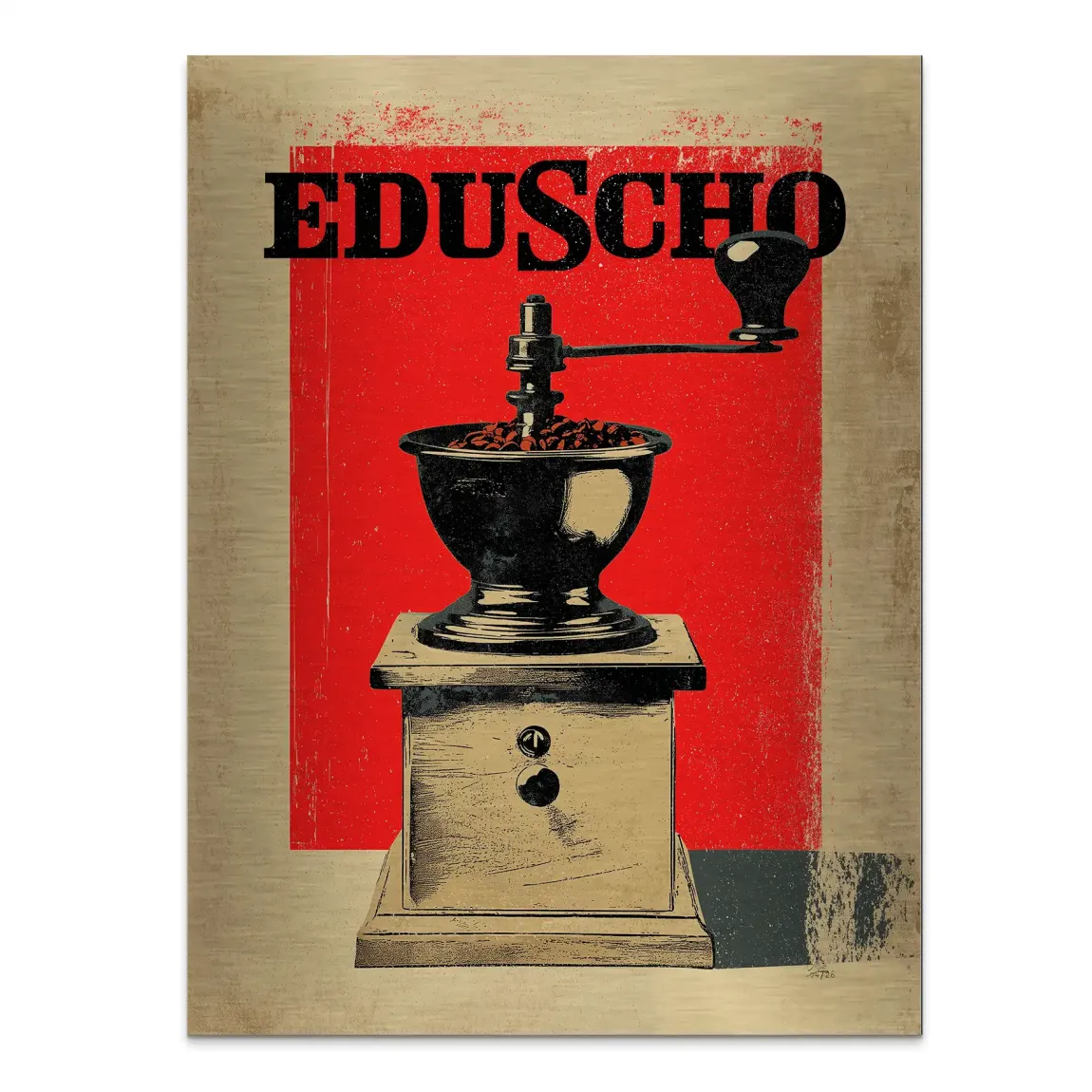 Eduscho Kaffeemühle Aluminiumbild gebürstet