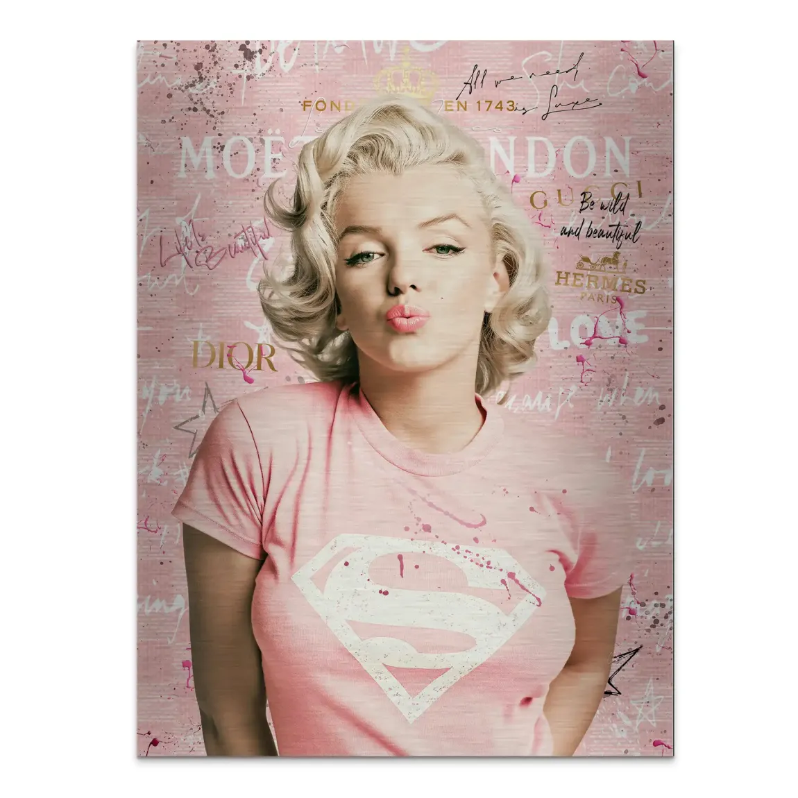 Marilyn Monroe Superman Aluminiumbild gebürstet