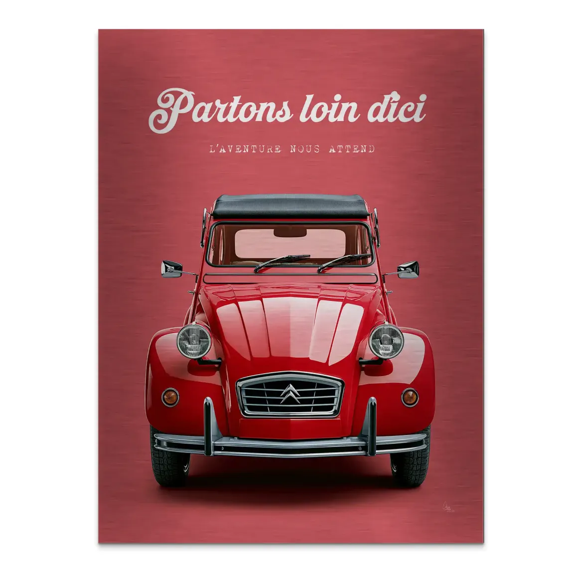 Citroen 2CV Rouge Aluminiumbild gebürstet