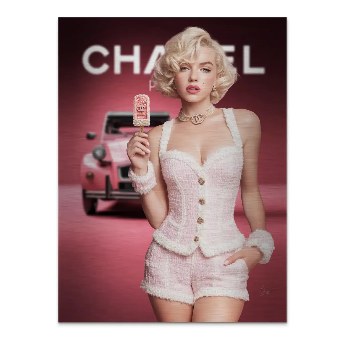 Pink Couture Marilyn Monroe Alu Gebürstet Bild
