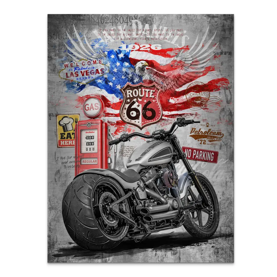 Harley Road Pop Art Alu Gebürstet Bild