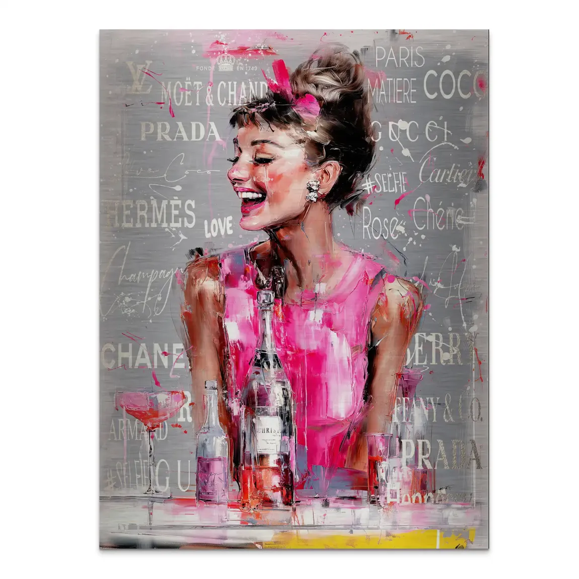 Champagne Bliss Audrey Hepburn Alu Gebürstet Bild