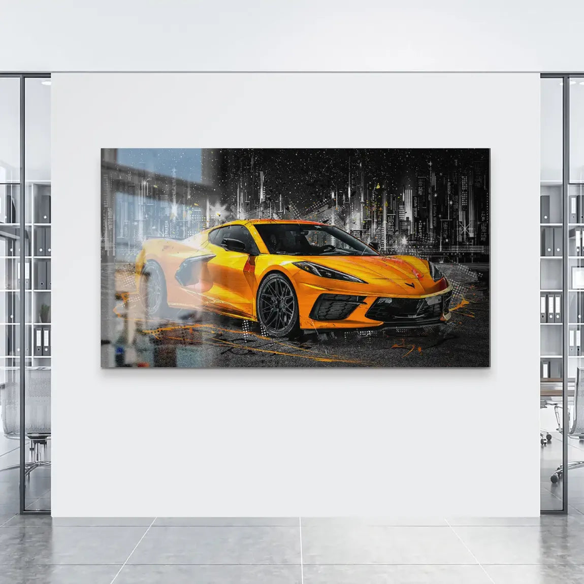 Corvette C8 Abstrak Orange Style Alu Gebürstet INGALERIE