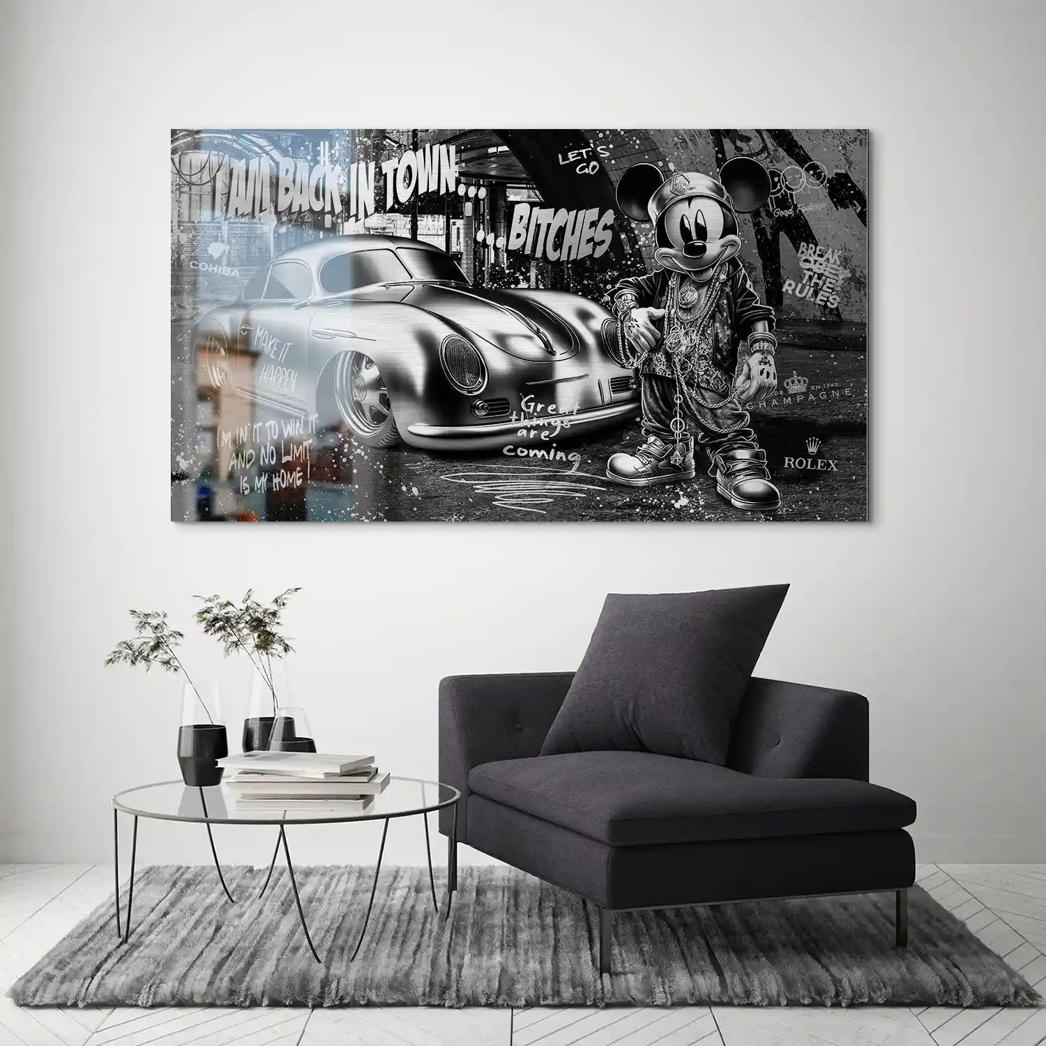 Micky Speedster 356 Pop Art Style Alu Gebürstet Bild INGALERIE