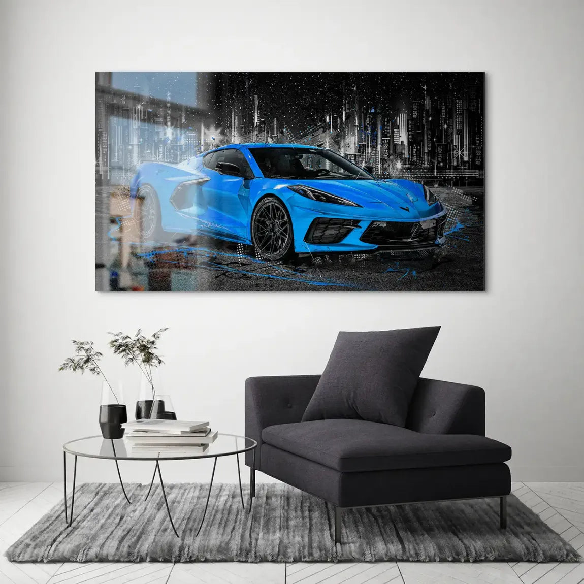 Corvette C8 Abstrak Blue Style Alu Gebürstet INGALERIE