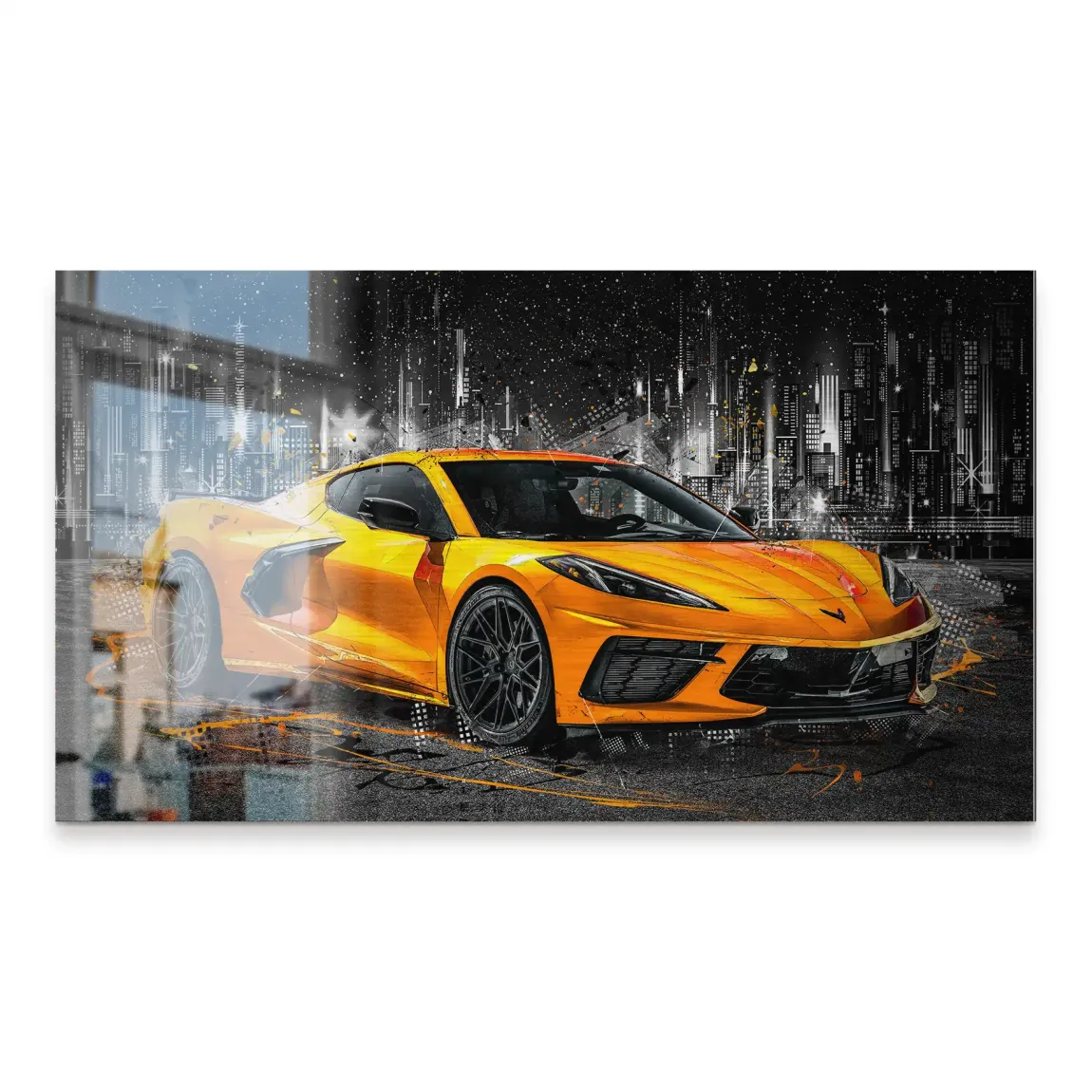 Corvette C8 Abstrak Orange Style Alu Gebürstet INGALERIE