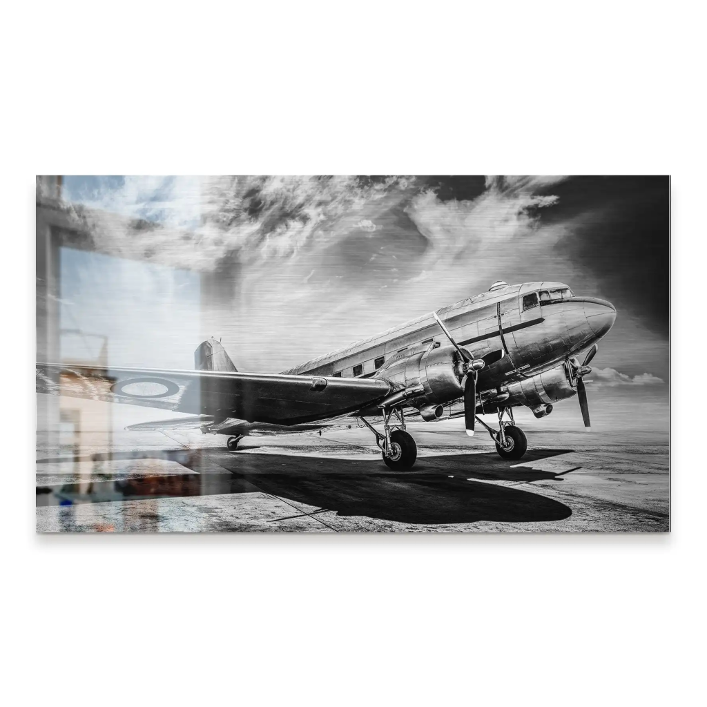 DC3 Vintage Flugzeug Alu Gebürstet INGALERIE