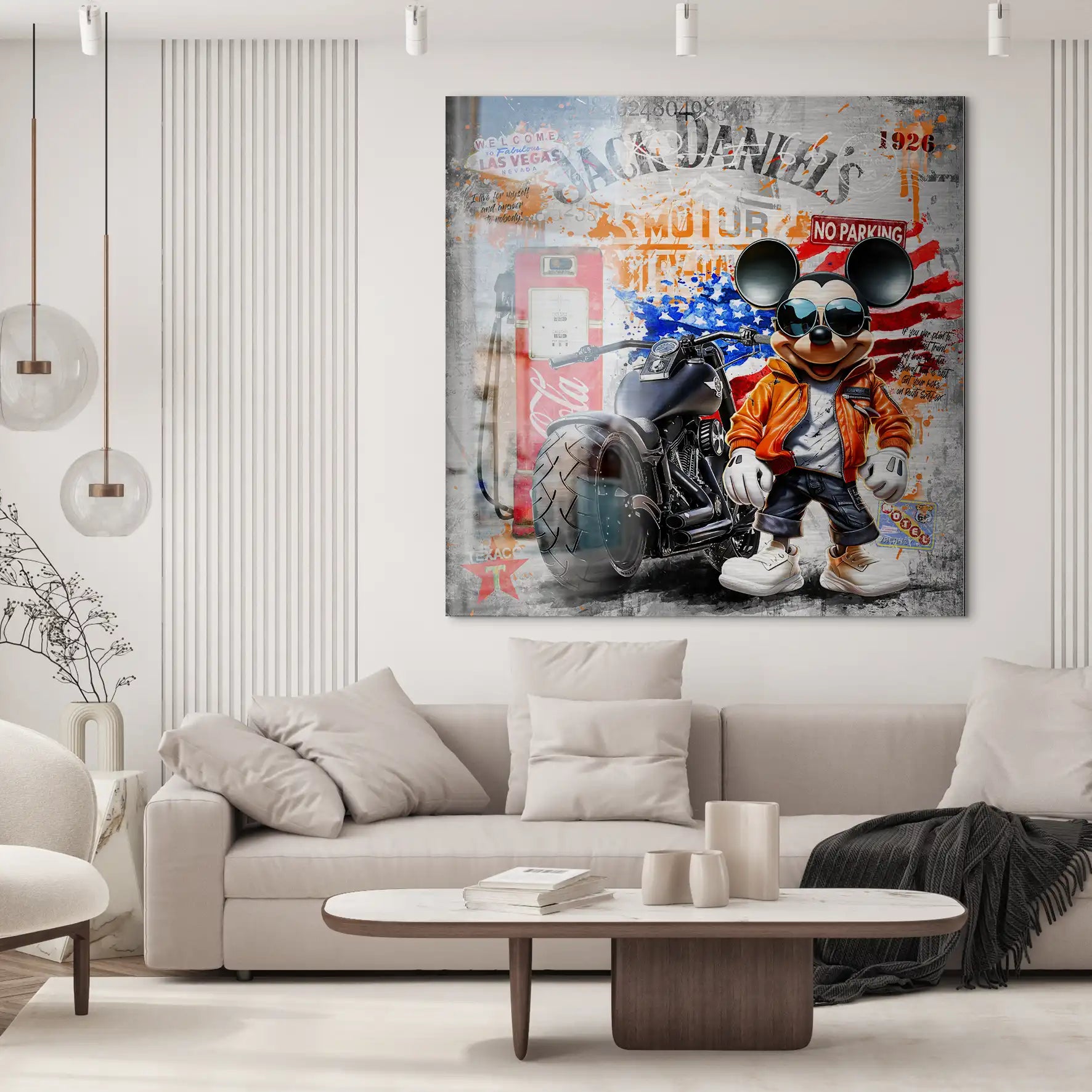 Harley Micky Maus Pop Art Alu Gebürstet Bild INGALERIE