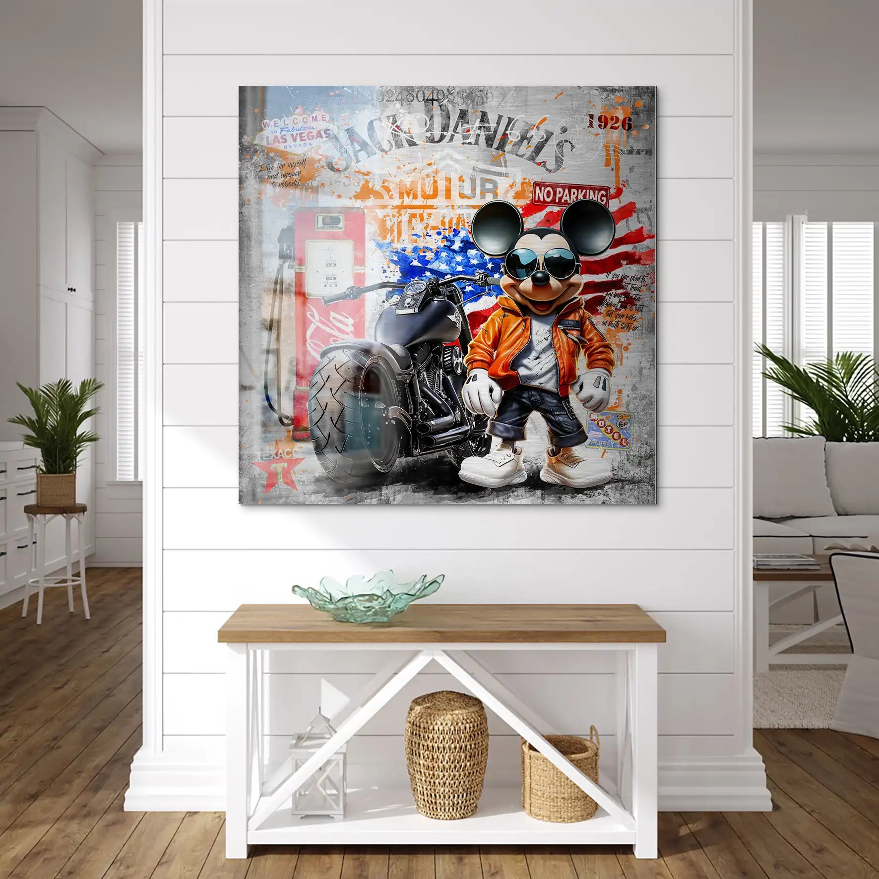 Harley Micky Maus Pop Art Alu Gebürstet Bild INGALERIE