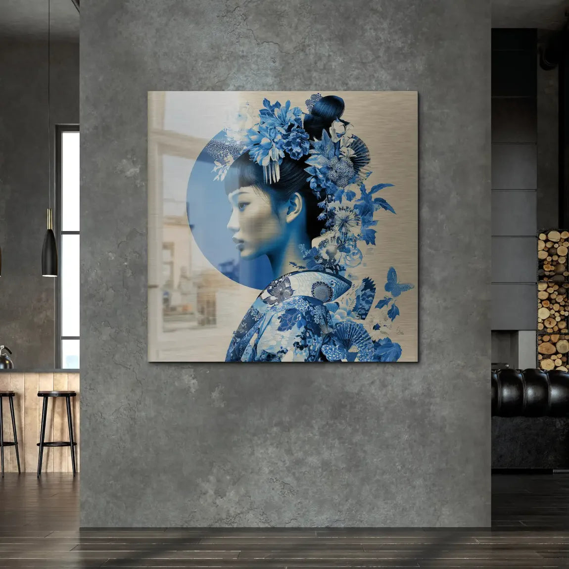 Blue Lotus Geisha Alu Gebürstet Bild