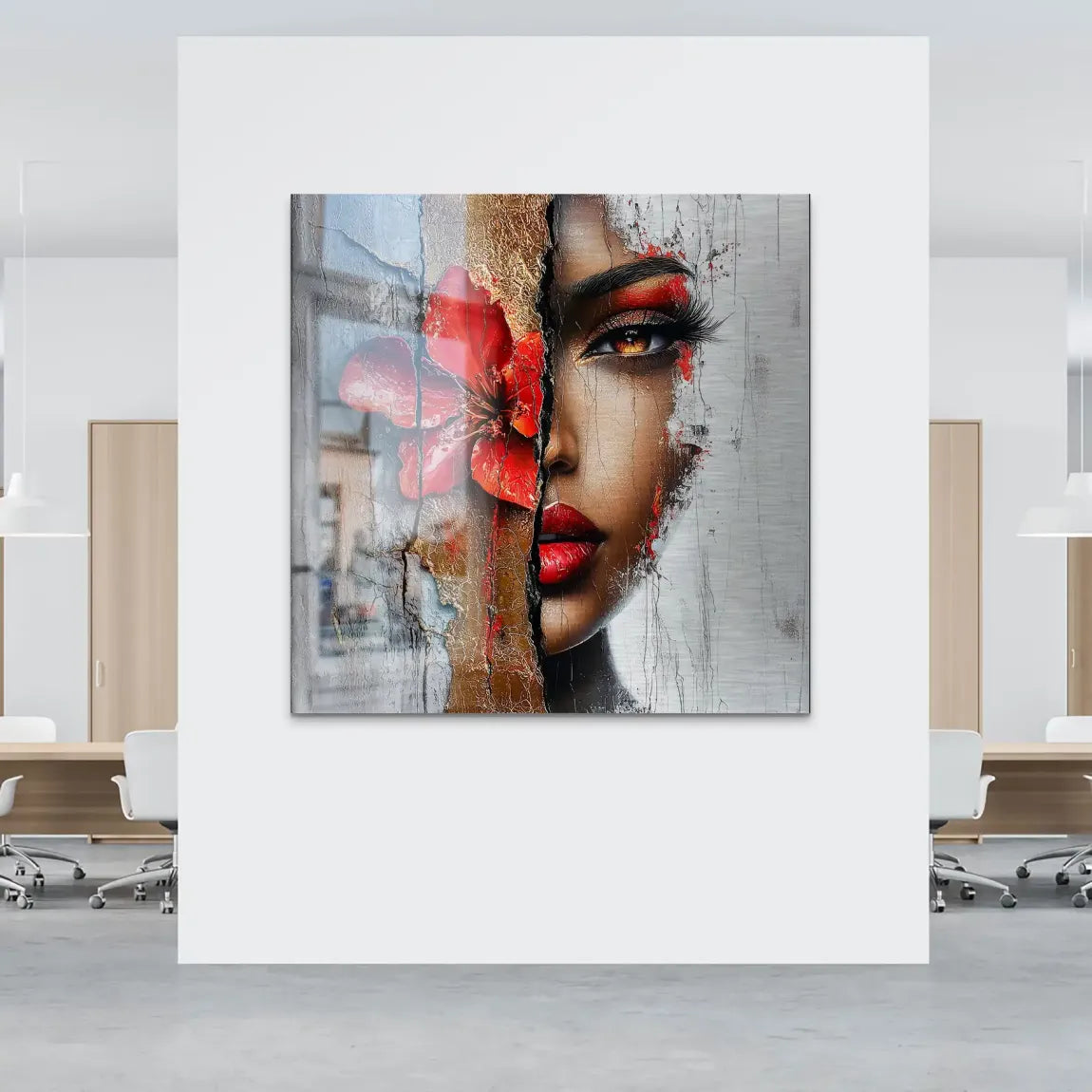 Red Blossom Beauty Alu Gebürstet Bild INGALERIE