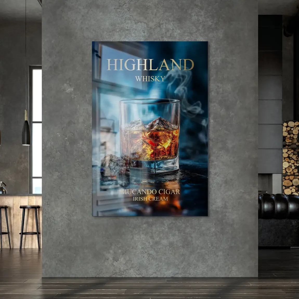 Highland Whisky Glow Alu Dibond Bild gebürstet