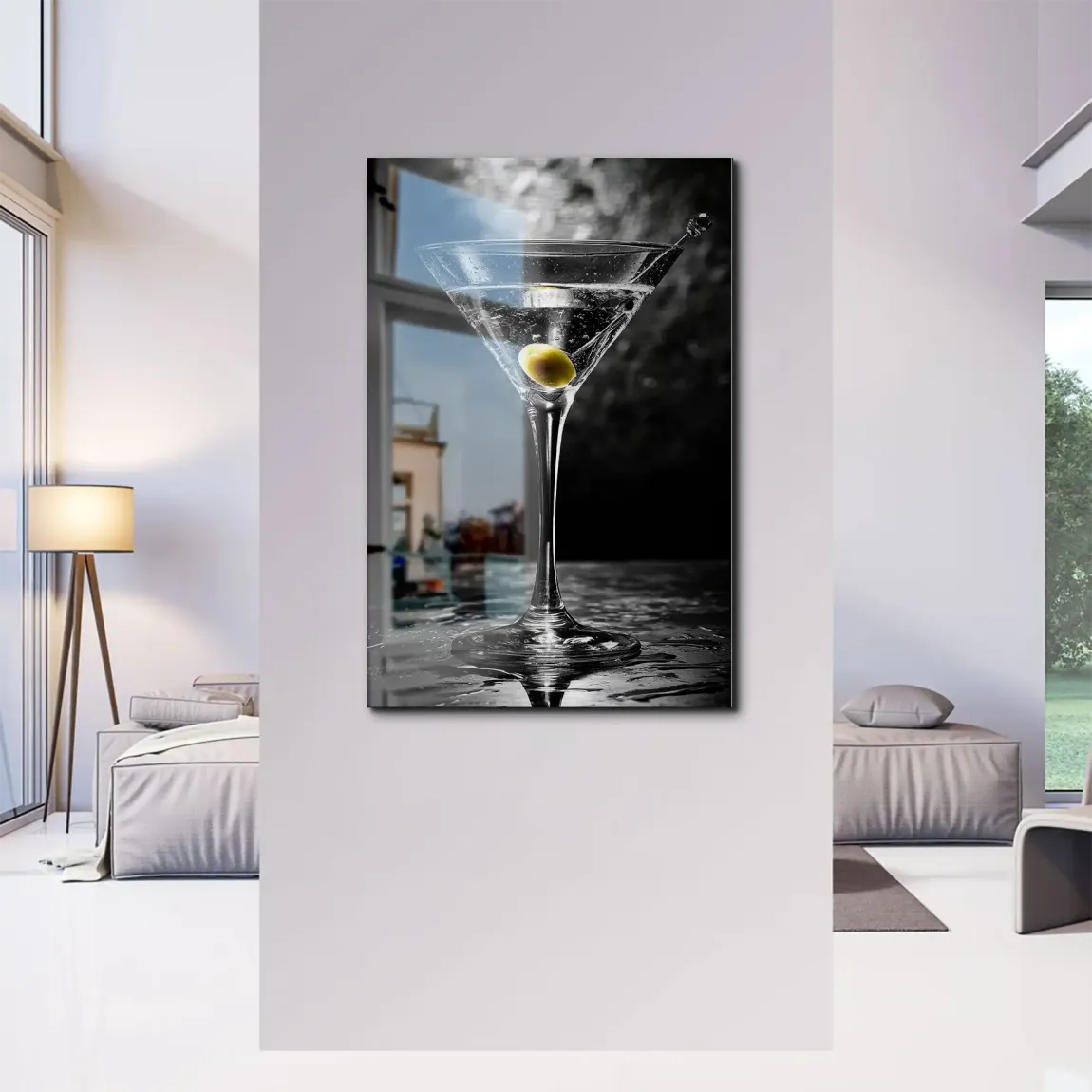 Martini Glas Noir Alu Dibond Bild gebürstet