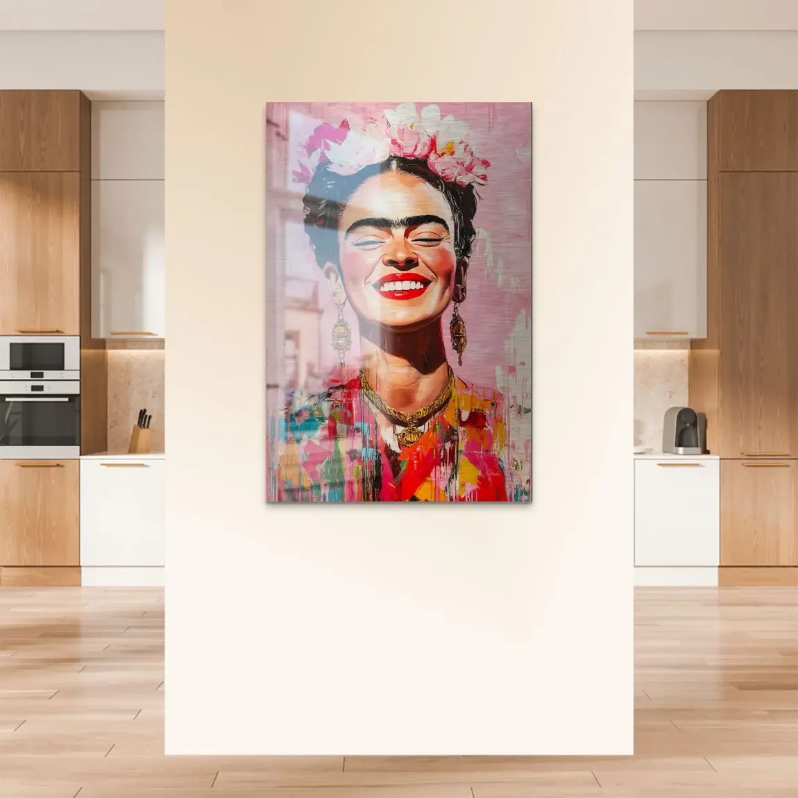 Frida Kahlo Happy Smile Alu Dibond Bild gebürstet
