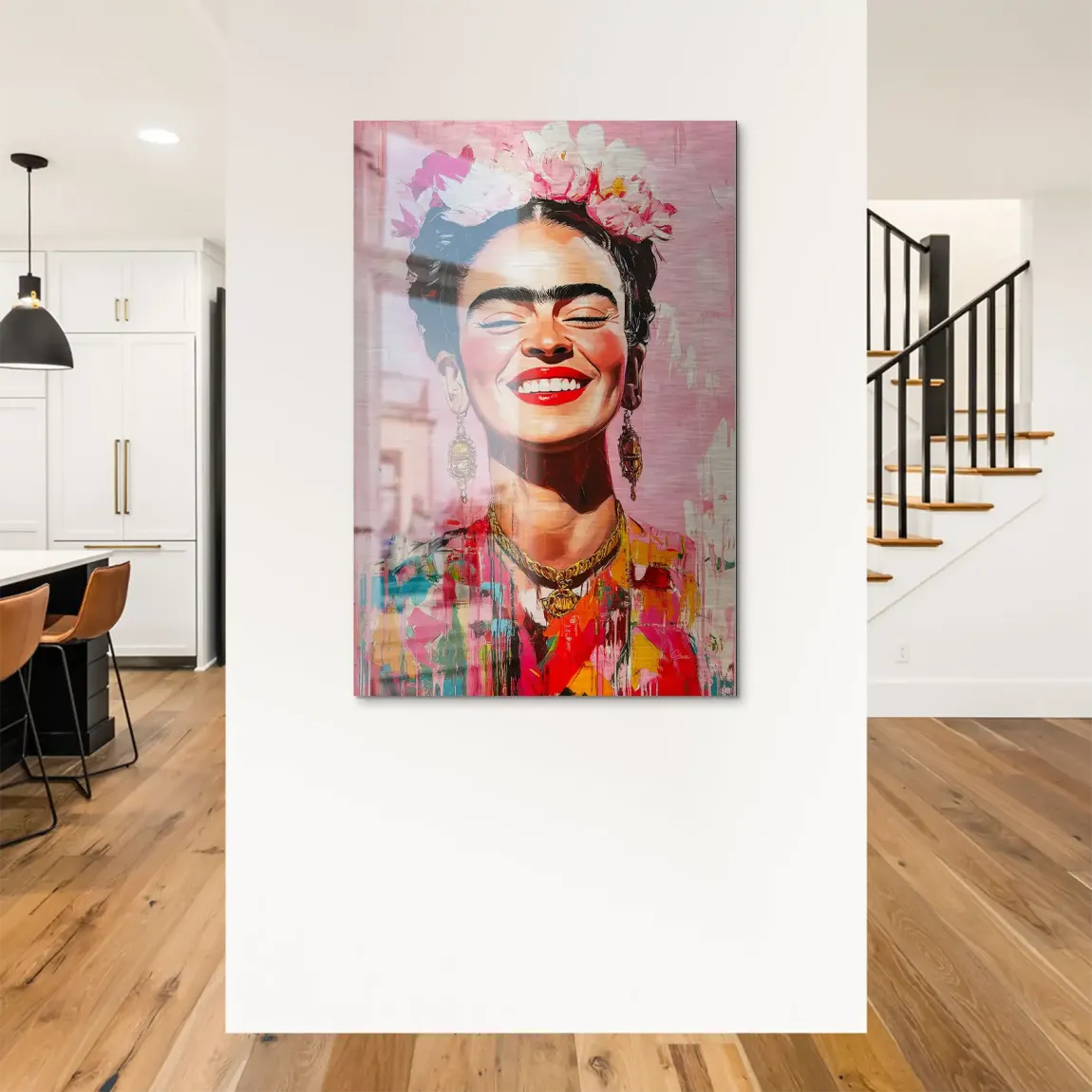 Frida Kahlo Happy Smile Alu Dibond Bild gebürstet