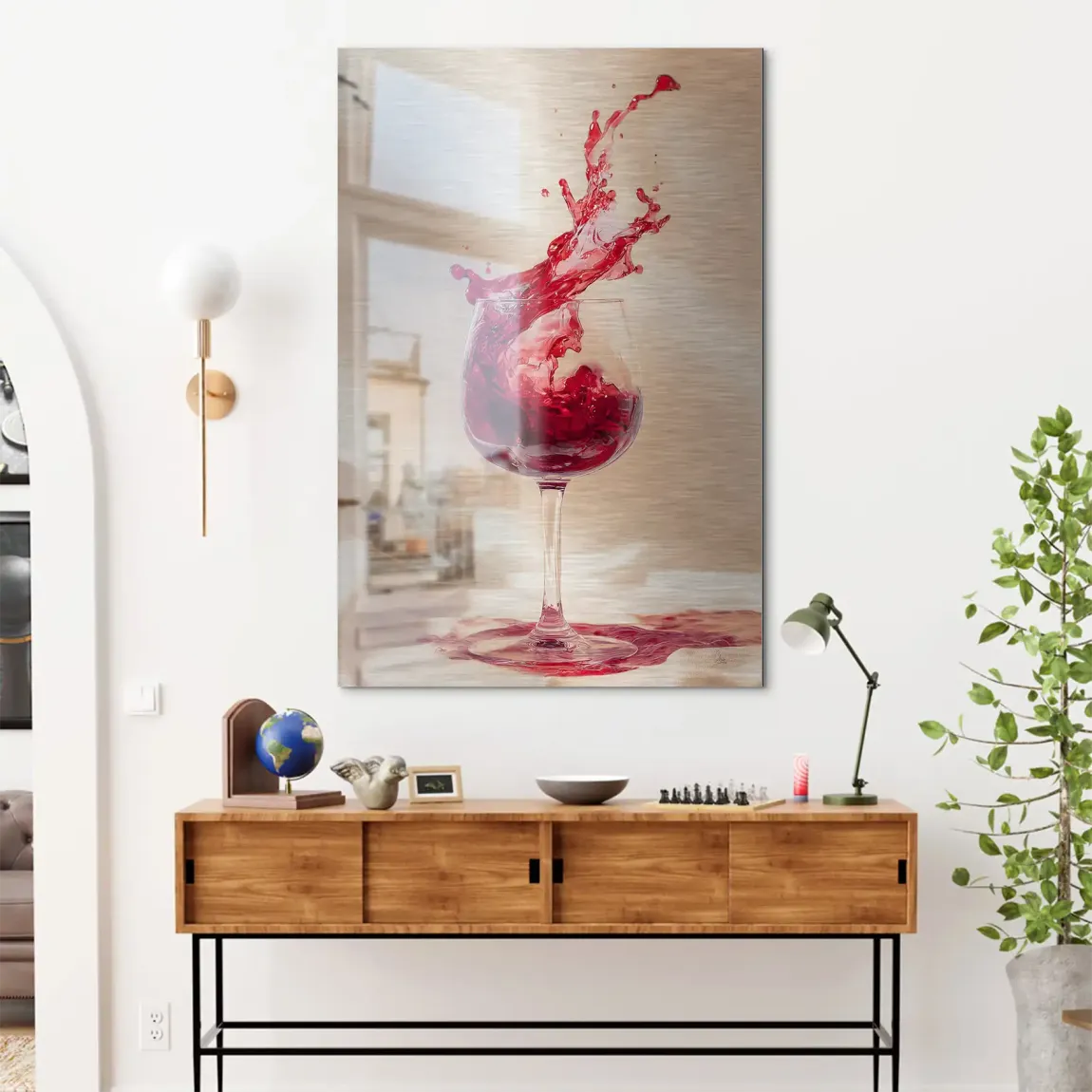 Ruby Splash Alu Dibond Bild gebürstet