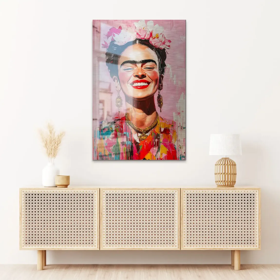 Frida Kahlo Happy Smile Alu Dibond Bild gebürstet