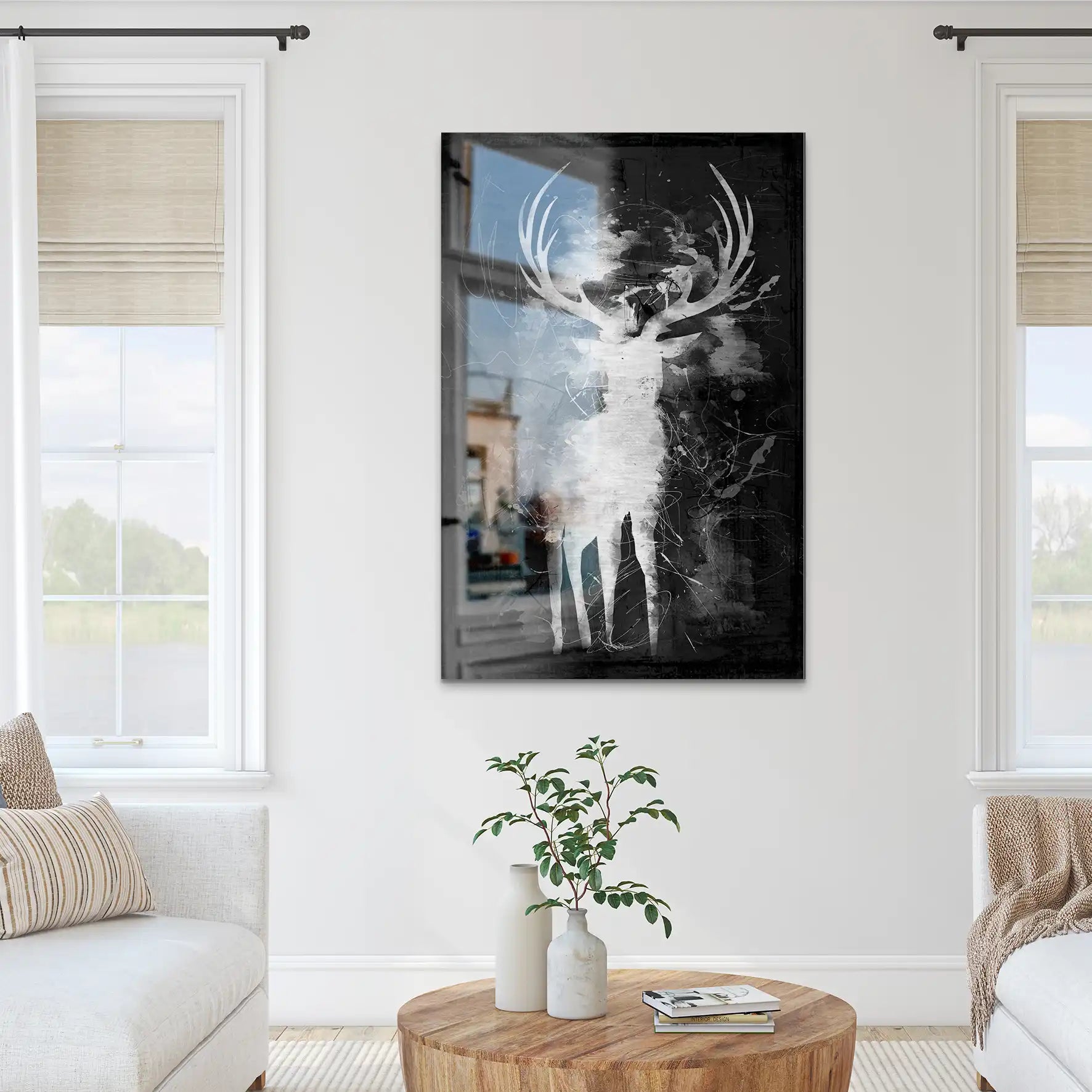 Hirsch Abstrakt Black Style AluDibond Gebürstet INGALERIE