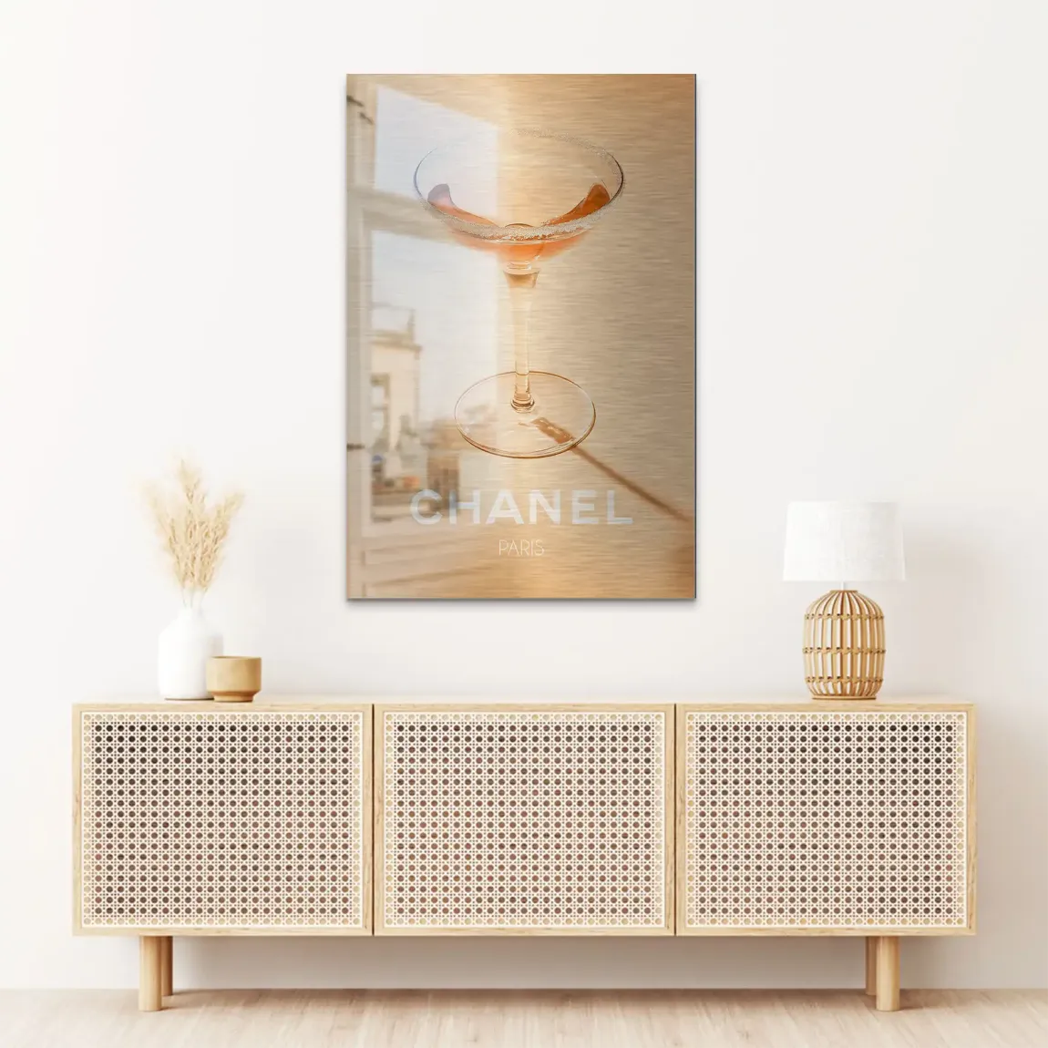 Chanel Glam Cocktail Alu Dibond Bild gebürstet
