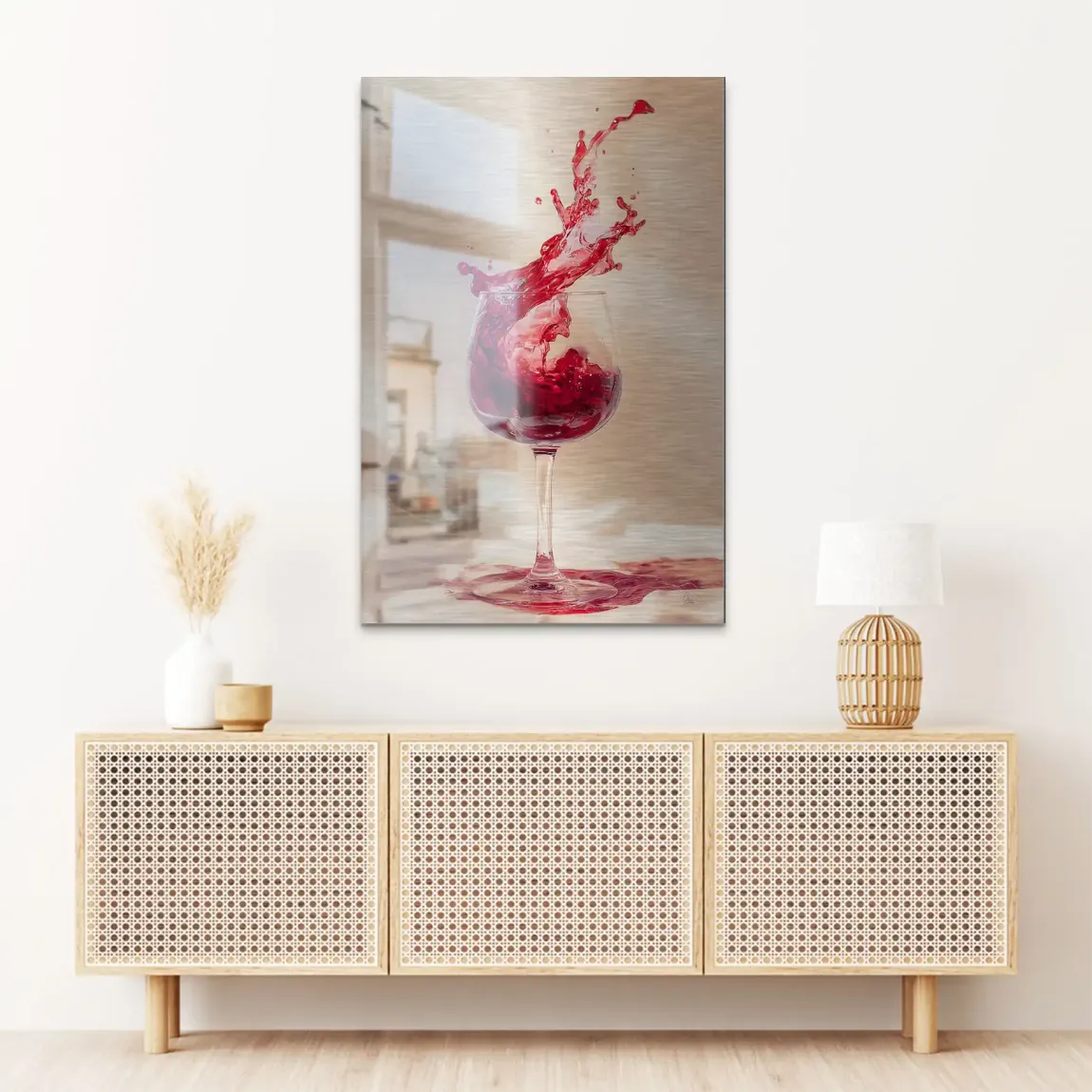 Ruby Splash Alu Dibond Bild gebürstet