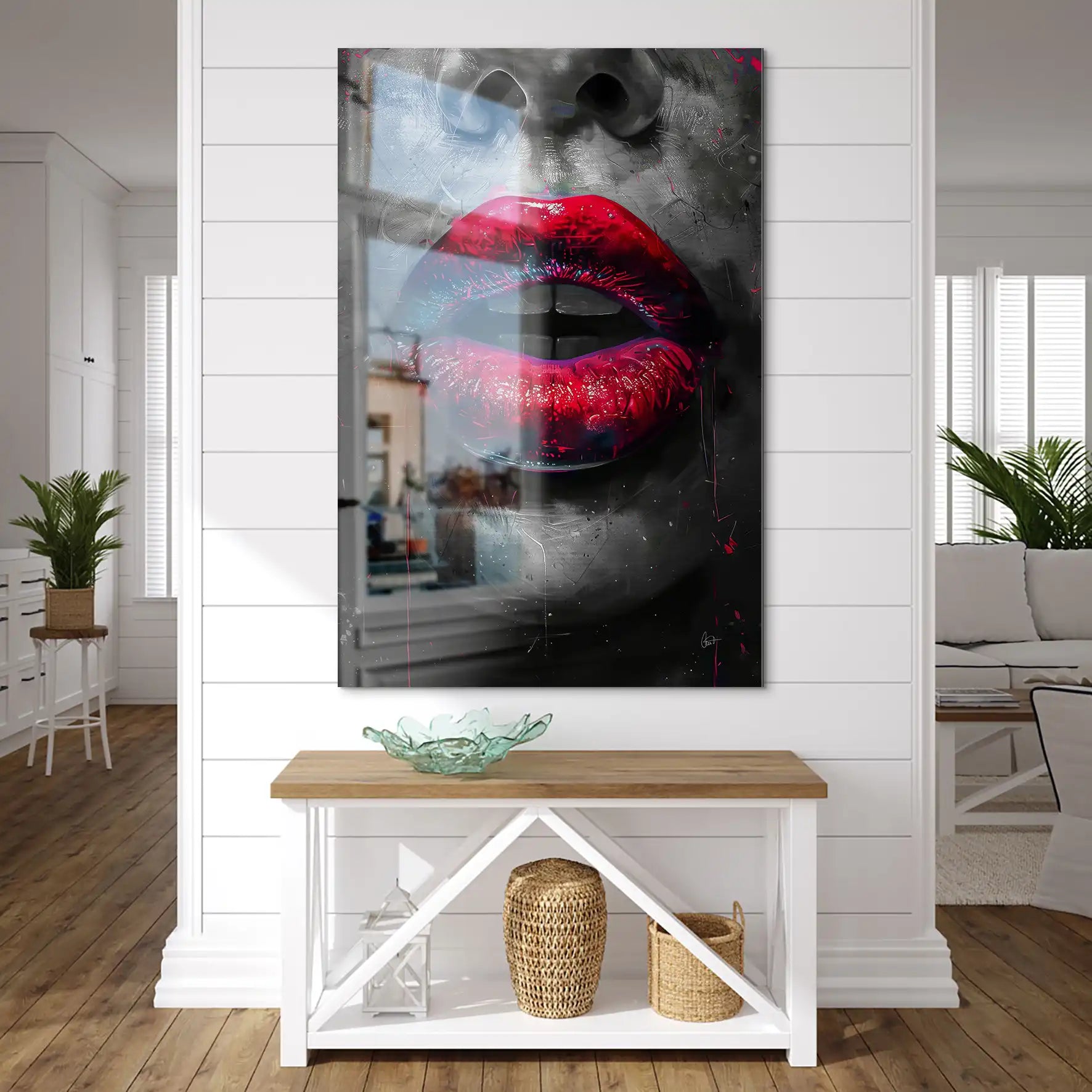 Abstrakt Red Lips Alu Gebürstet Bild INGALERIE