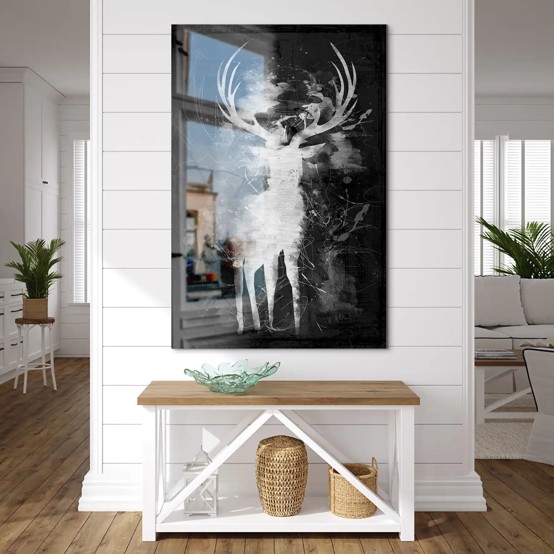 Hirsch Abstrakt Black Style AluDibond Gebürstet INGALERIE