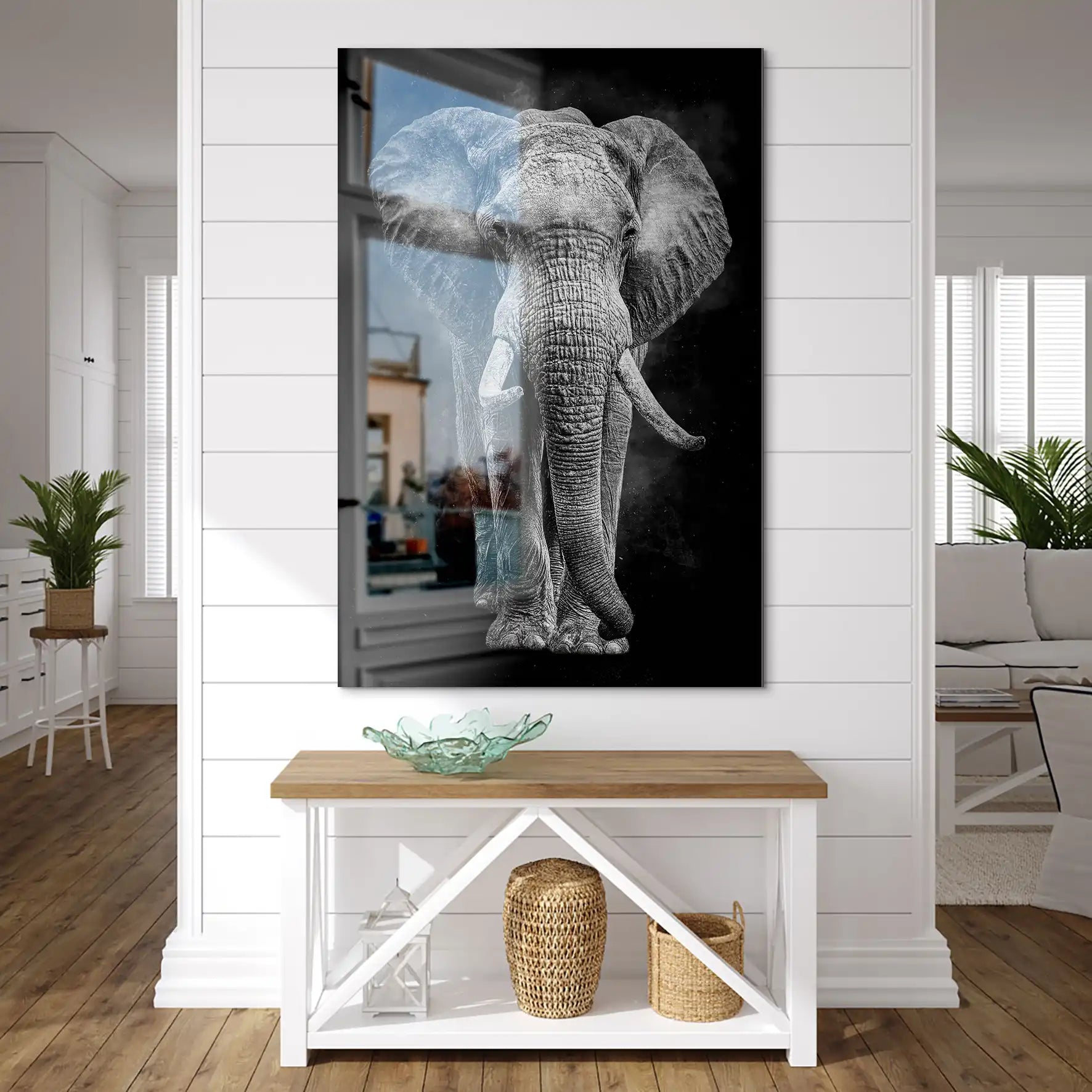 Elefant Abstrakt Dark Style AluDibond Gebürstet INGALERIE
