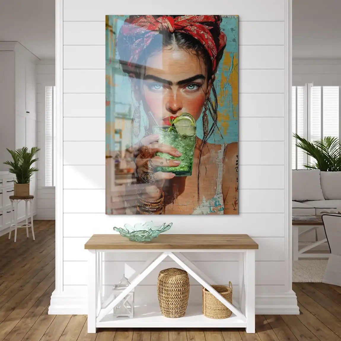 Frida Kahlo Mint Alu Dibond Bild gebürstet