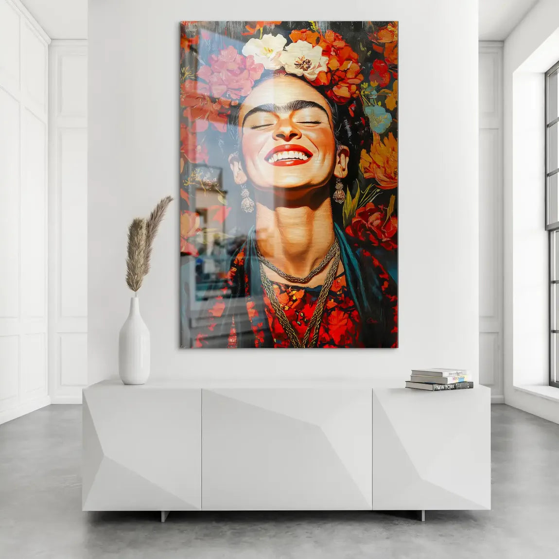 Frida Kahlo Fiery Bloom Alu Dibond Bild gebürstet INGALERIE