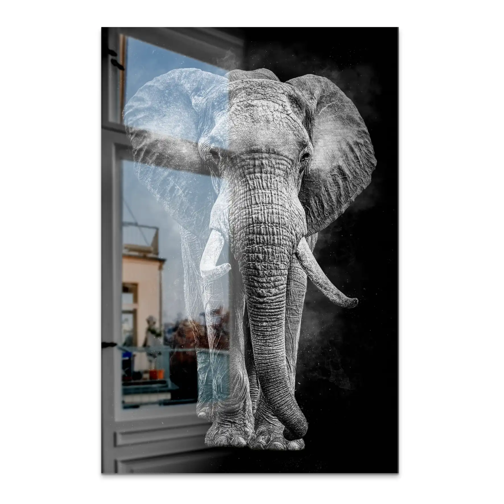 Elefant Abstrakt Dark Style AluDibond Gebürstet INGALERIE