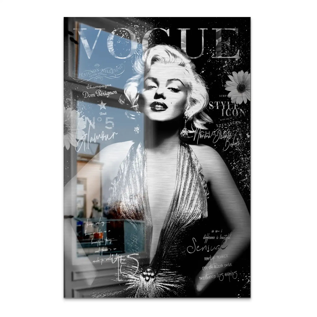 Marilyn Black Vogue AluDibond Gebürstet INGALERIE