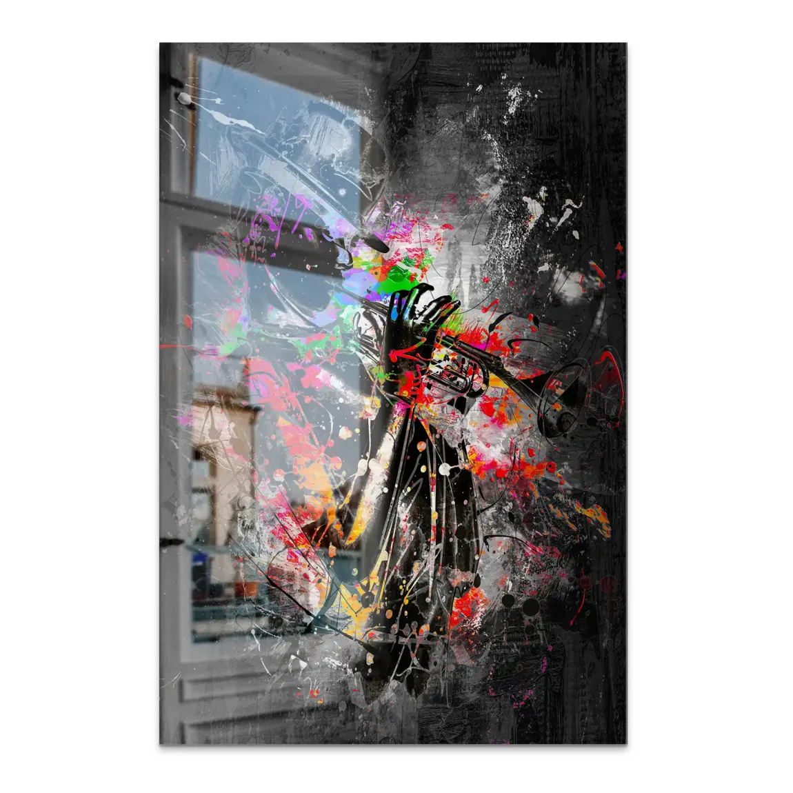 Color Jazz Trompete Alu Dibond Bild gebürstet