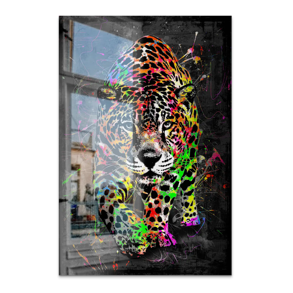Leopard Abstrakt Color Style AluDibond Gebürstet INGALERIE