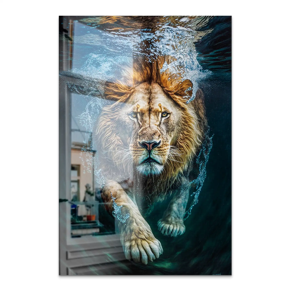 Diving Lion AluDibond Gebürstet INGALERIE