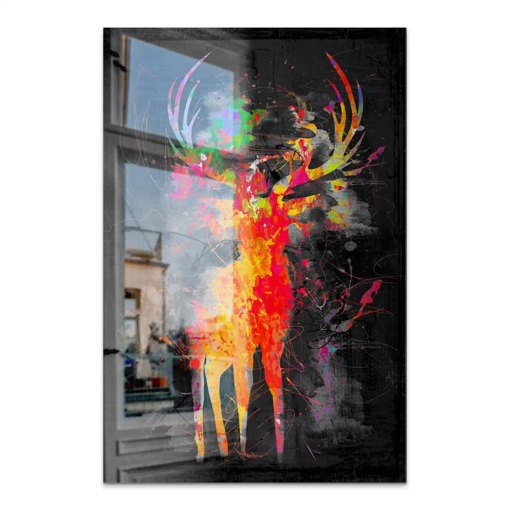 Hirsch Abstrakt Color Style AluDibond Gebürstet INGALERIE