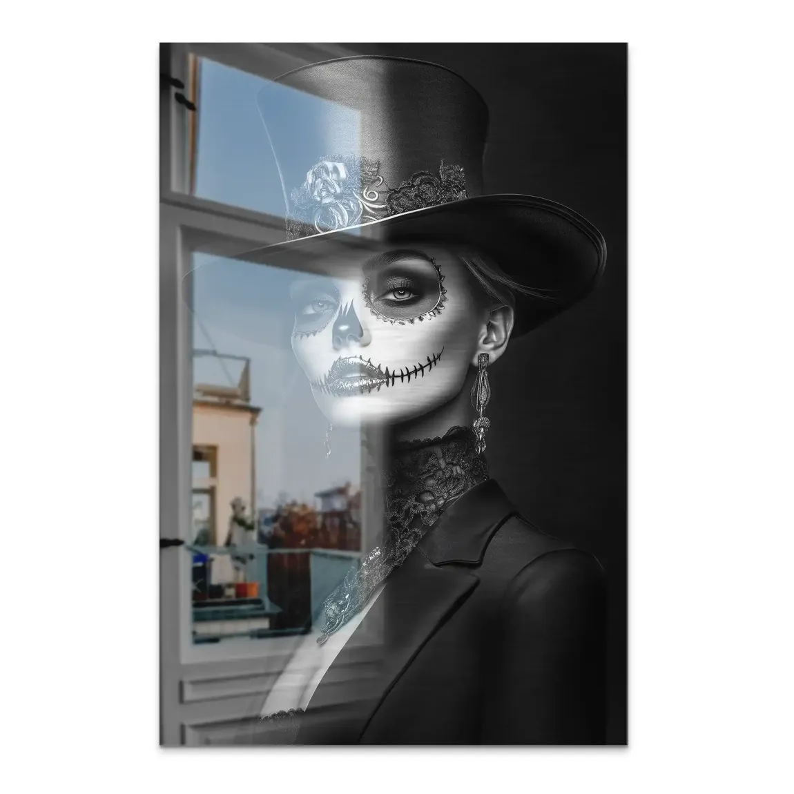 Elegante Lady im modernen Catrina Stil Alu Dibond Bild gebürstet INGALERIE