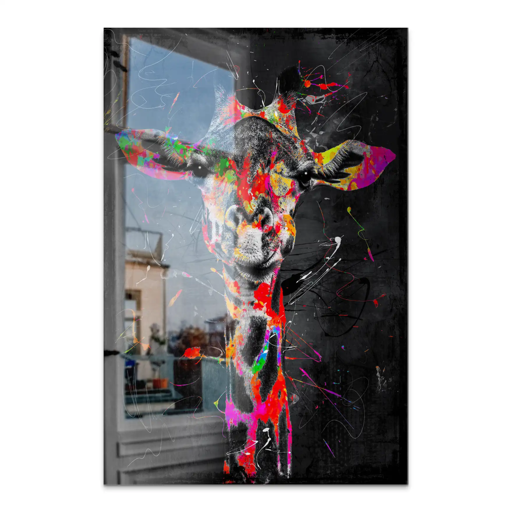 Giraffe Abstrakt Color Style AluDibond Gebürstet INGALERIE