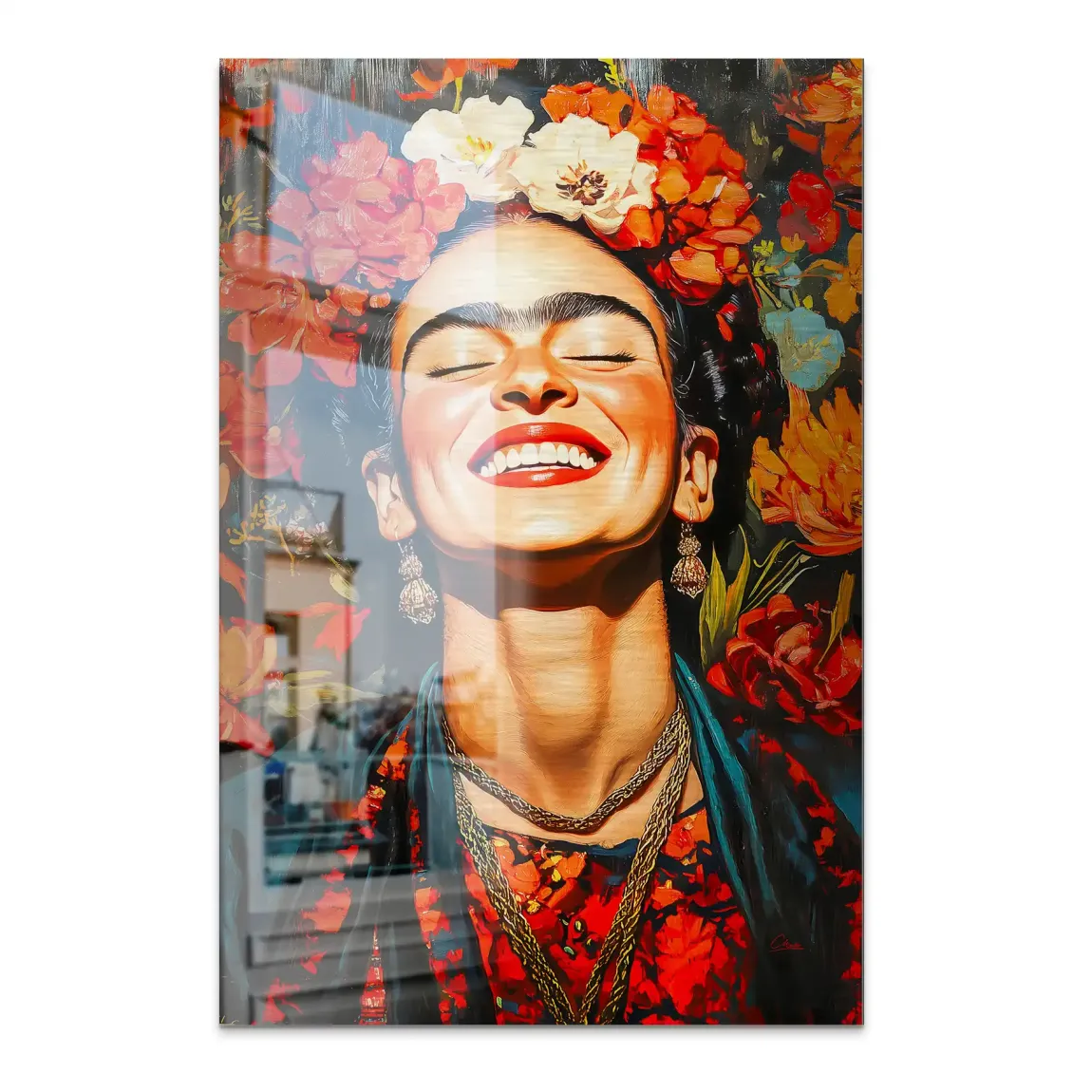 Frida Kahlo Fiery Bloom Alu Dibond Bild gebürstet INGALERIE