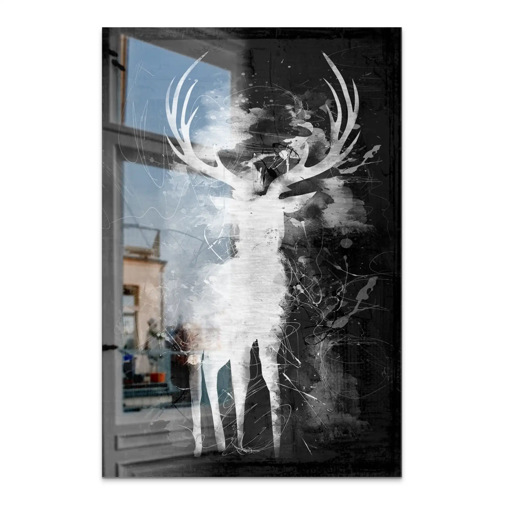 Hirsch Abstrakt Black Style AluDibond Gebürstet INGALERIE